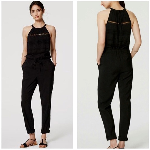 LOFT Pants - LOFT Textured Halter Jumpsuit LIKE NEW M